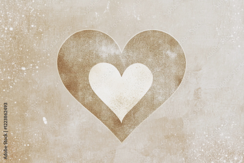 Obraz premium Grunge textured background with a hand-drawn heart and empty space for text. Ideal for love, romance, wedding invitations, Valentine's Day, and greeting card designs.