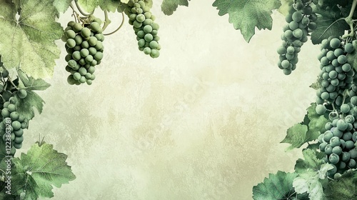 Obraz na płótnie A picturesque grape vineyard on gentle hills, with lush green vines ready for picking. w salonie