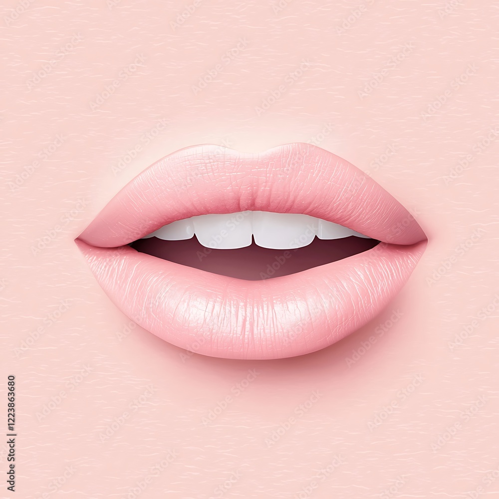 Obraz premium Soft Pink Lips on Pastel Background
