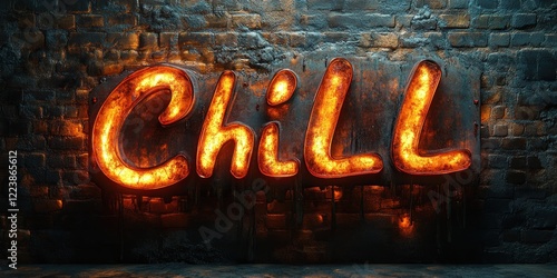 Chill Typography Design Modern Calligraphy 3D Text Effect photo