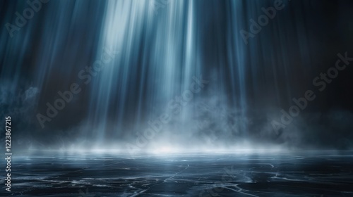 Abstract Light Beams and Smoke on a Dark Background