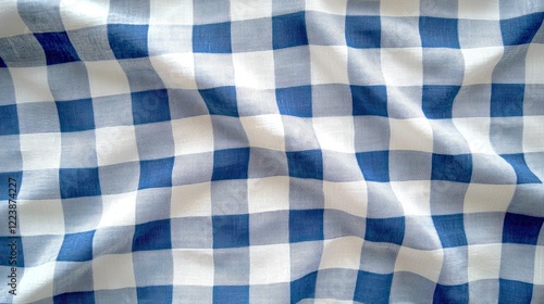 Obraz na płótnie Pattern of blue and white gingham fabric spread out in natural light w salonie