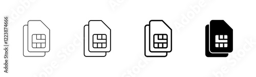 Sim card icon vector isolated on white background. Mobile sim icon. Mobile cellular phone sim card chip.