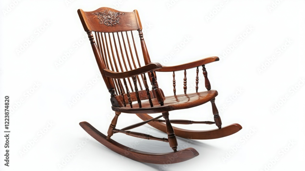 Classic wooden rocking chair, perfect for relaxing moments. Classic wooden rocking chair, perfect for relaxing moments.