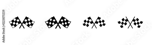 Race flag icon vector isolated on white background. Competition sport flag line vector icon. Racing flag. Start finish flag. Checkered. Start