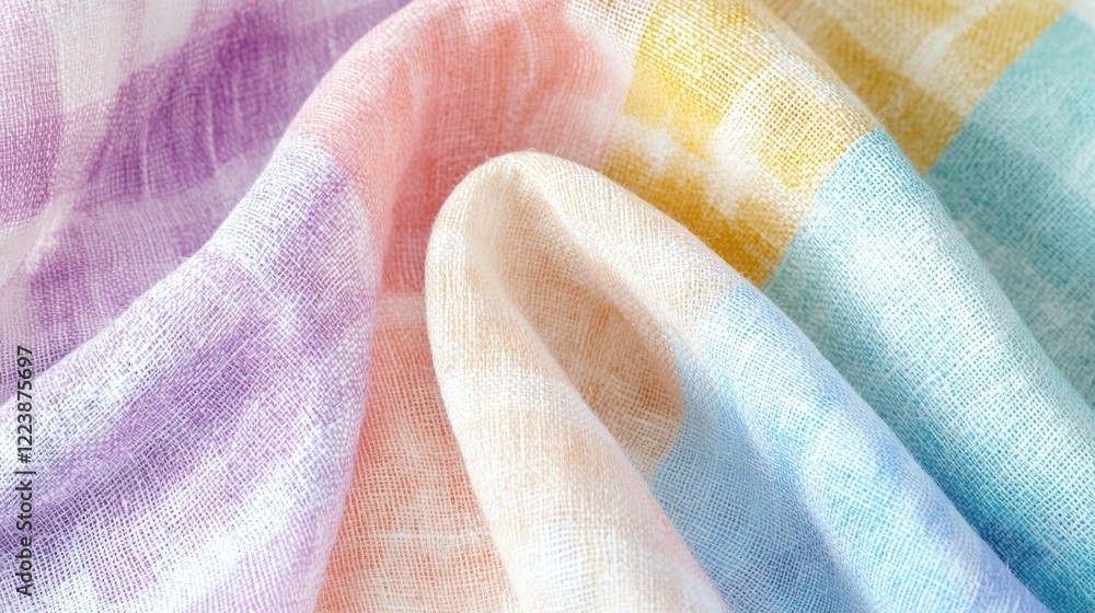 Soft pastel-colored gingham fabric with a slight texture, perfect for crafting