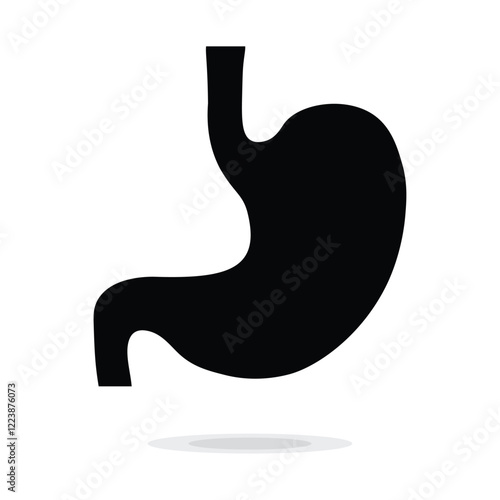 Human Stomach icon flat style. Internal organ, human gastrointestinal tract. Stomach pain and heartburn symbol. Digestive disease. Gastritis and acid reflux concept. Vector illustration isolated.