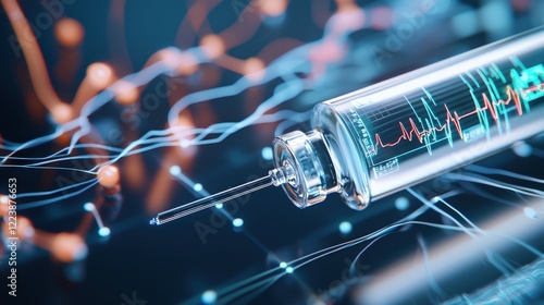 A biochip analyzing health metrics in a futuristic setup. photo