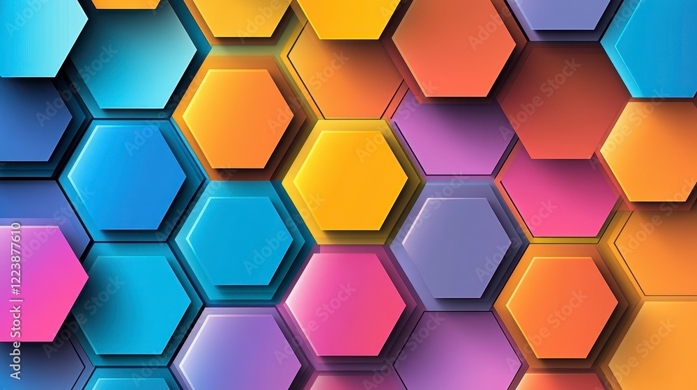 Abstract Colorful Hexagon Pattern Background Geometric Design 3D Render Abstract Colorful Hexagon Pattern Background Geometric Design 3D Render