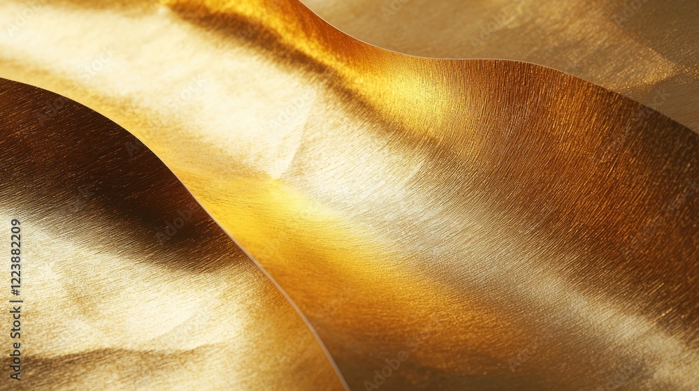 A modern gold foil design on a minimalistic paper, shining under natural light