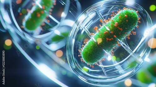 A futuristic biofactory producing pharmaceuticals using bacteria. photo