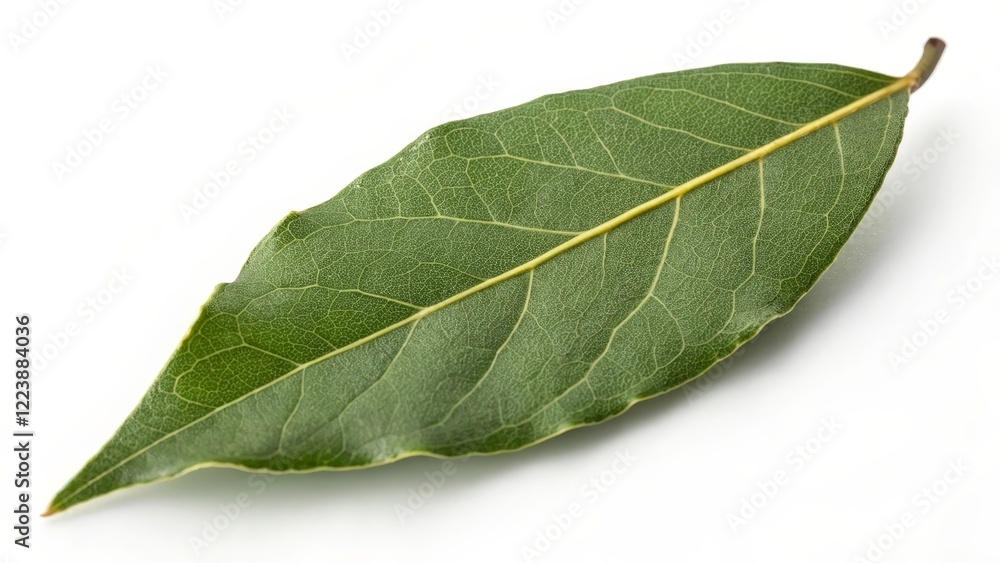 Obraz premium Single Bay Leaf on White Background