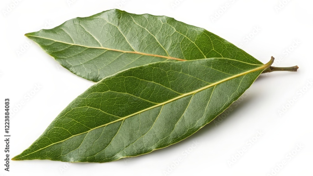 Obraz premium Two Bay Leaves on White Background