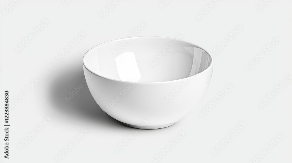 Empty white bowl on white background, studio shot, food photography Empty white bowl on white background, studio shot, food photography