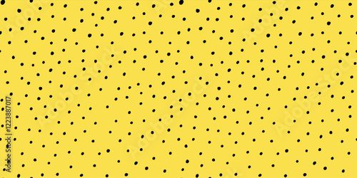 Hand drawn black and yellow seamless doodle pattern with dots. Unique vector illustration in modern abstract style. Perfect for textile, wallpaper, backgrounds, prints, and packaging design