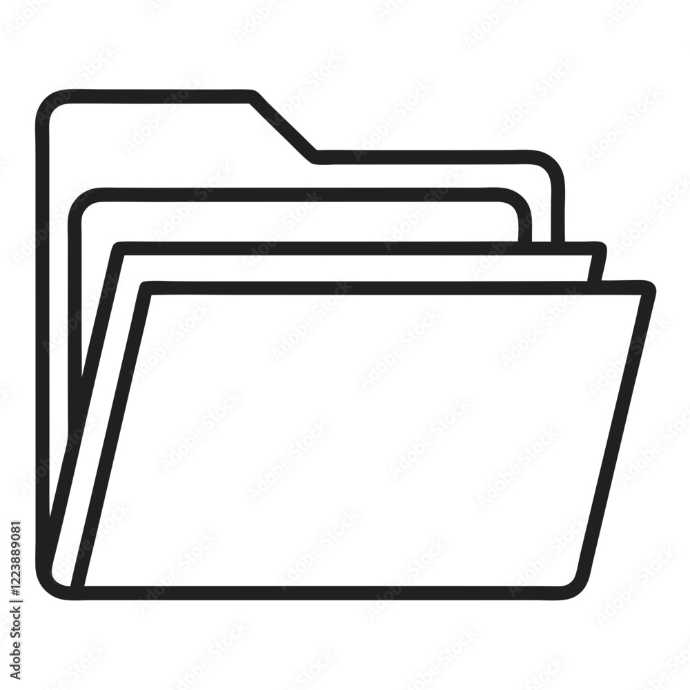 Folder line art on white background Folder line art on white background