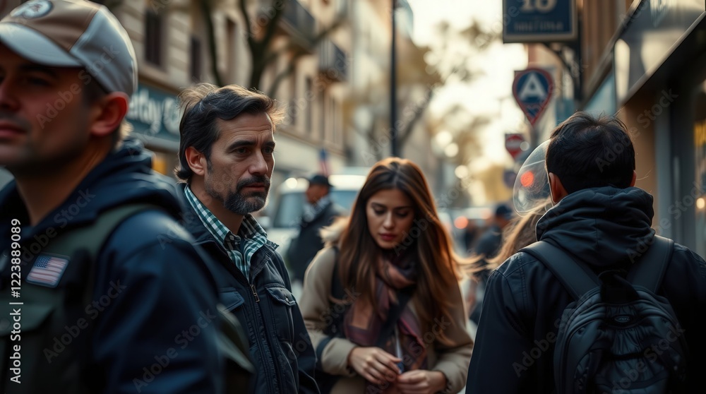Fototapeta premium People Walking on City Street During Daylight in Urban Environment