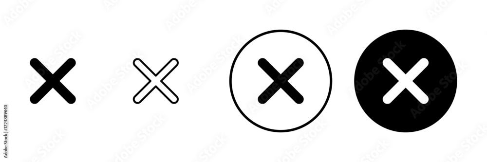 Close icon vector. Delete sign and symbol. cross sign Close icon vector. Delete sign and symbol. cross sign