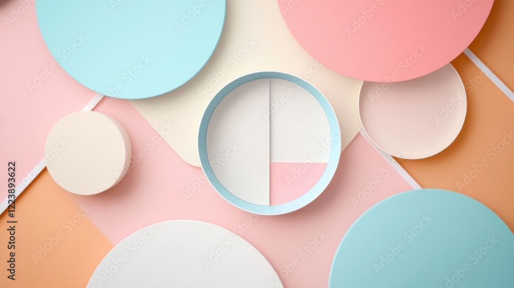 A minimalist geometric pattern with clean lines and soft pastel shades