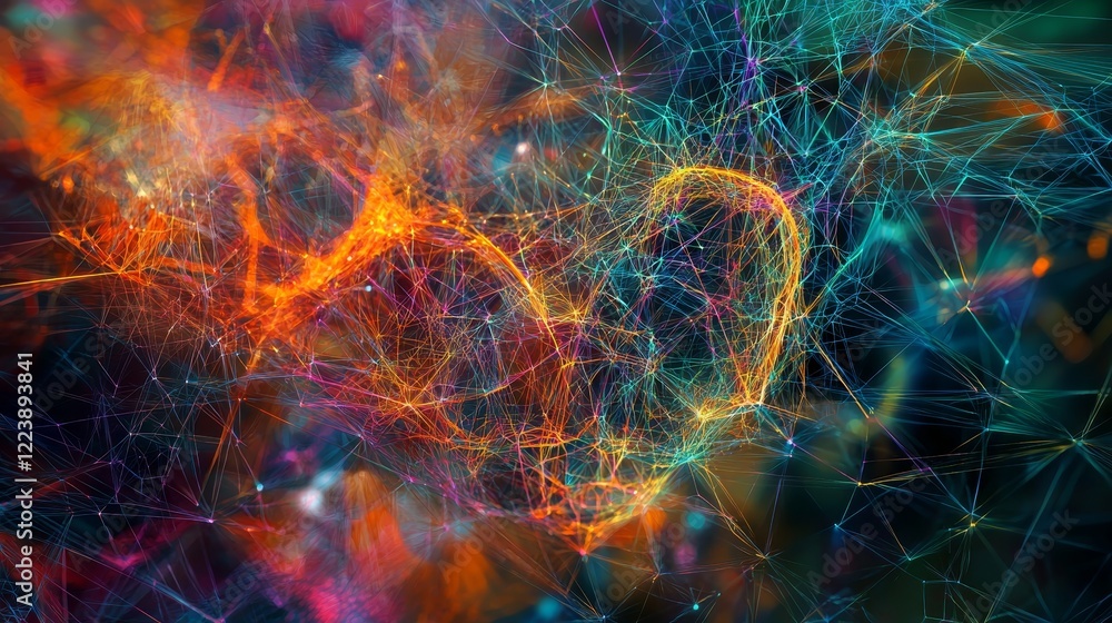 Intricate Visualization of Web of Connections with Vibrant Colors and Patterns Intricate Visualization of Web of Connections with Vibrant Colors and Patterns