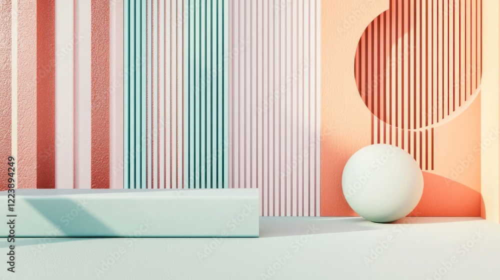 A minimalist geometric pattern with clean lines and soft pastel shades