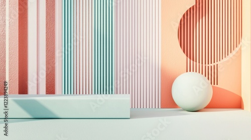 Obraz na płótnie A minimalist geometric pattern with clean lines and soft pastel shades w salonie