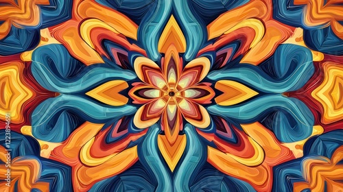 Obraz na płótnie A modern geometric design pattern with bold, symmetrical shapes in vibrant colors w salonie