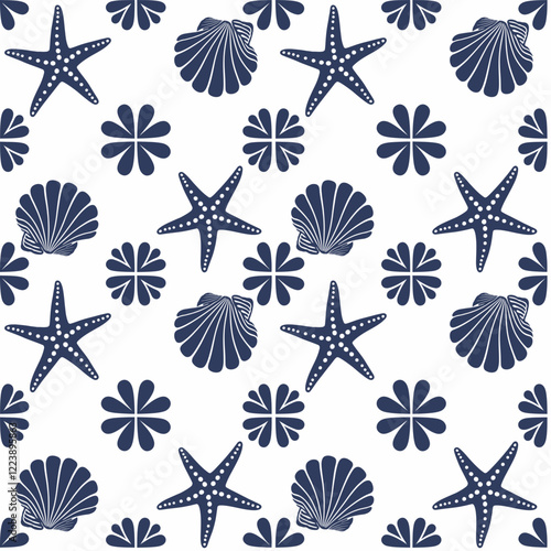 Elegant Porcelain Tile Pattern with Blue and White Symmetry