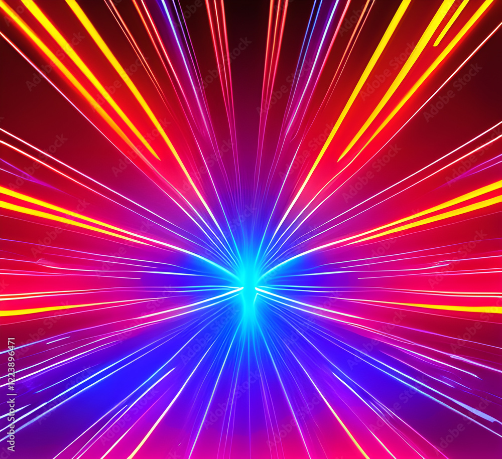 Fototapeta premium Red bright strip of light background abstract colorful background, bright neon rays and glowing lines. Pink yellow blue creative wallpaper.generative ai