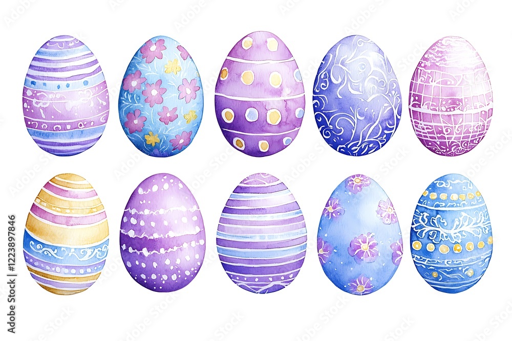 Easter day celebration watercolor style eggs in vibrant colors festive scene artistic view Easter day celebration watercolor style eggs in vibrant colors festive scene artistic view