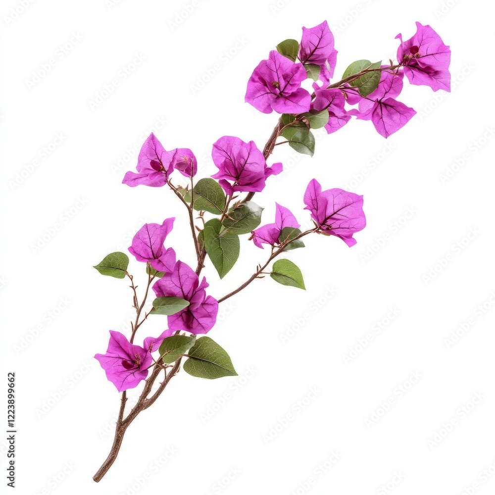 Obraz premium Vibrant purple bougainvillea branch in bloom.