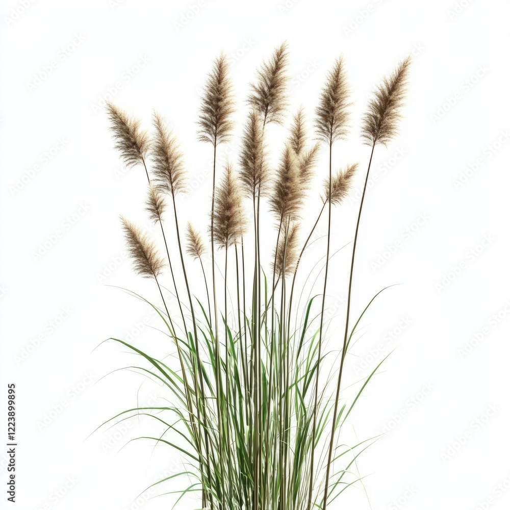 Ornamental grass with tall, feathery seed heads. Ornamental grass with tall, feathery seed heads.