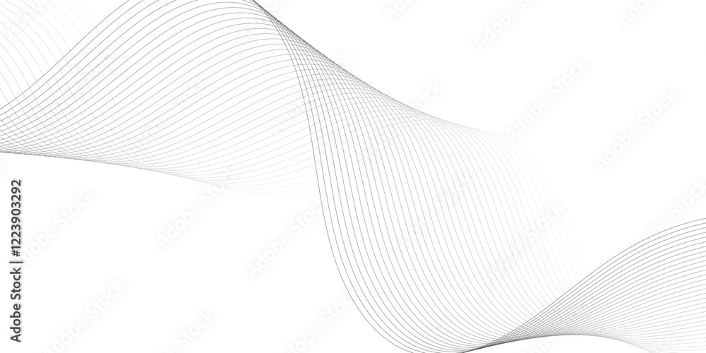 Undulate gray wave swirl. frequency soundwave; twisted curve lines with blend effect. Technology, data science, geometric border pattern.Isolated on white background. Vector illustration Undulate gray wave swirl. frequency soundwave; twisted curve lines with blend effect. Technology, data science, geometric border pattern.Isolated on white background. Vector illustration