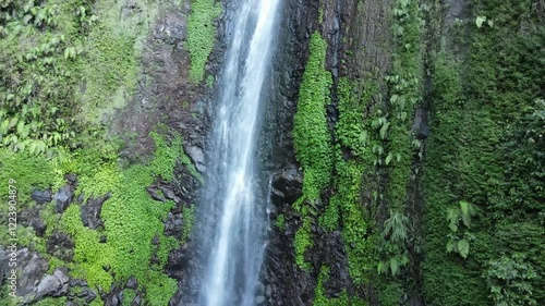 Aerial shot of Sedudo waterfall Nganjuk Indonesia