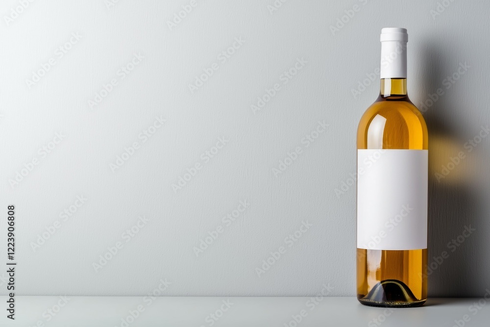 Bottle of wine is sitting on a table with a white background Bottle of wine is sitting on a table with a white background
