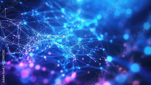 Abstract Digital Network:  Interconnected Nodes and Glowing Lines