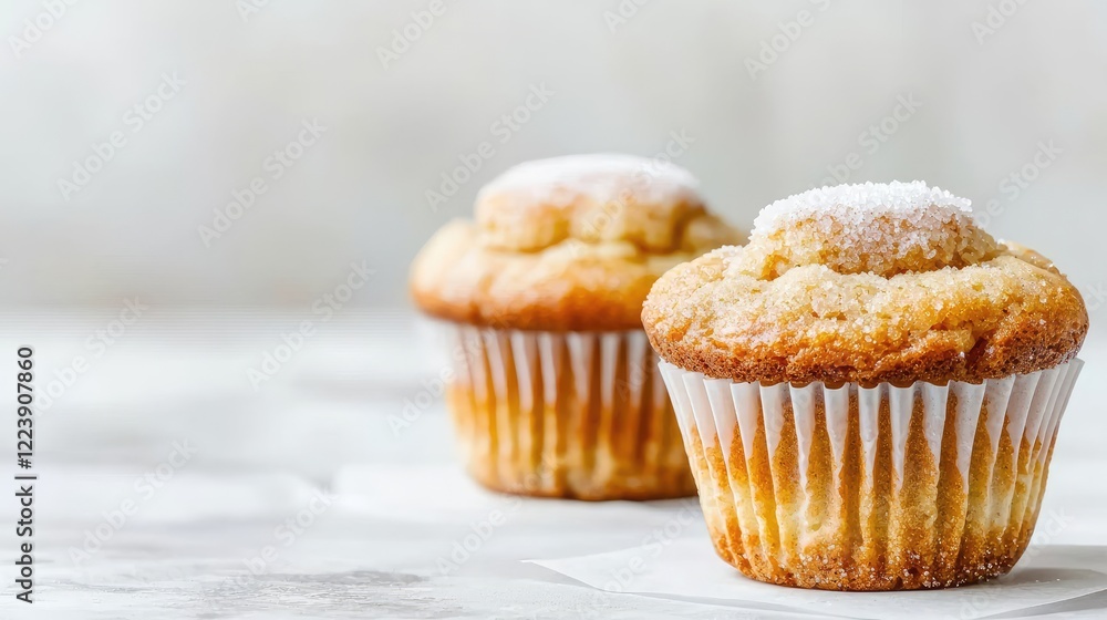 Two sugared muffins on a kitchen counter. Food photography for recipe blogs Two sugared muffins on a kitchen counter. Food photography for recipe blogs