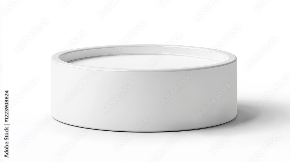 White cylindrical container, clean and simple design. Ideal for product mockups or showcasing your brand.