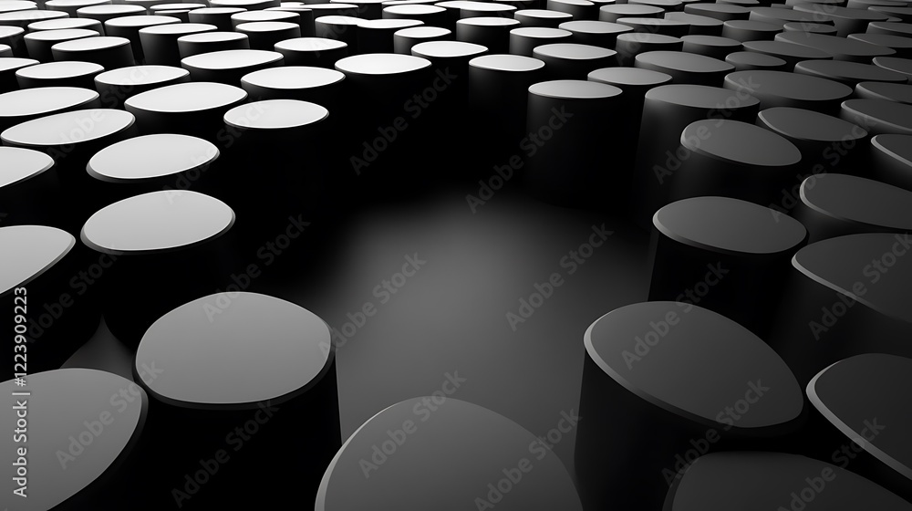 Fototapeta premium Abstract Black Cylinders Creating a Unique Pattern