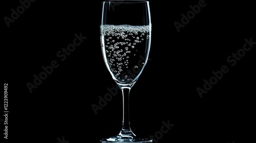 Obraz na płótnie A crystal-clear glass of champagne with bubbles rising to the top w salonie