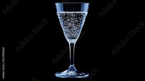 Obraz na płótnie A crystal-clear glass of champagne with bubbles rising to the top w salonie