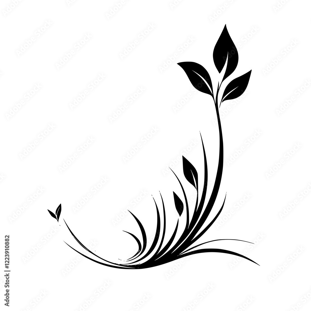 Elegant Black and White Floral Design: Nature-Inspired Vector Illustration, Perfect for Decoration and Backgrounds Elegant Black and White Floral Design: Nature-Inspired Vector Illustration, Perfect for Decoration and Backgrounds