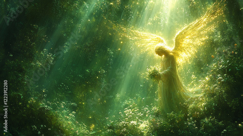 imagenes relistas donde aparece un angel con forma de luz fuerte que sale de un costado armando un 