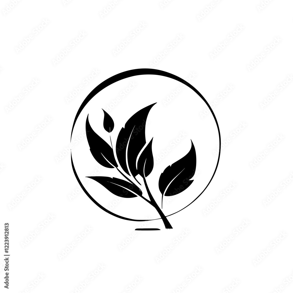 Elegant Plant Silhouette: Black and White Botanical Branch Design. Minimalist Nature-Inspired Vector Graphic, Perfect for Logos and Illustrations. Elegant Plant Silhouette: Black and White Botanical Branch Design. Minimalist Nature-Inspired Vector Graphic, Perfect for Logos and Illustrations.
