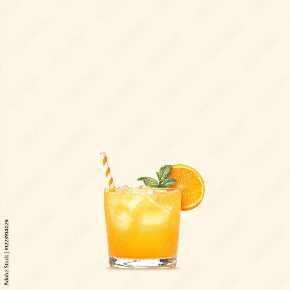 Fototapeta premium Refreshing orange cocktail recipe home kitchen beverage photography bright background close-up summer vibes