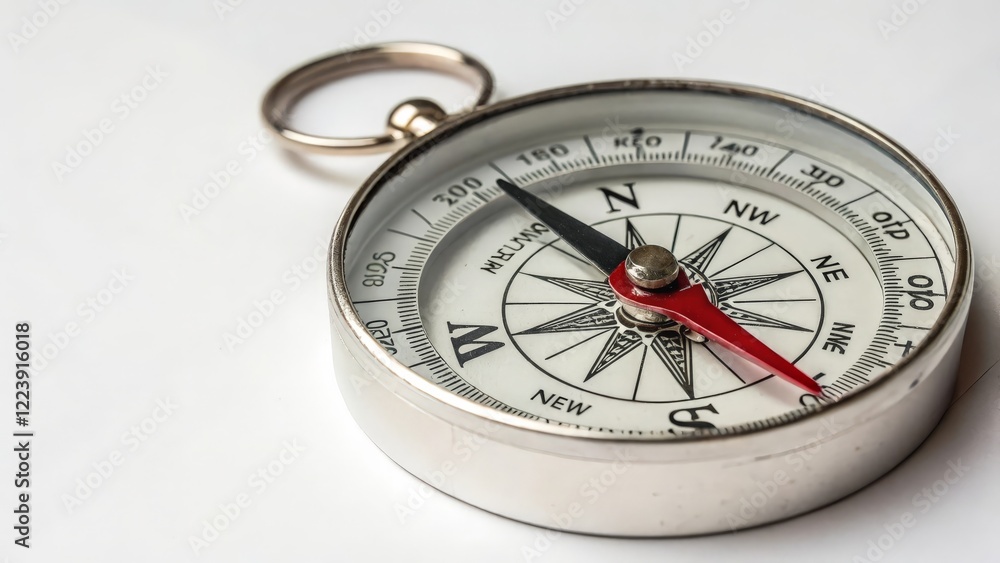 Silver Compass on White Background Silver Compass on White Background