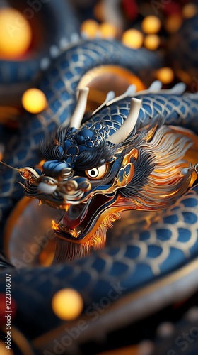 Zodiac animal lantern festival, intricate designs and glowing lights, 3D illustration photo