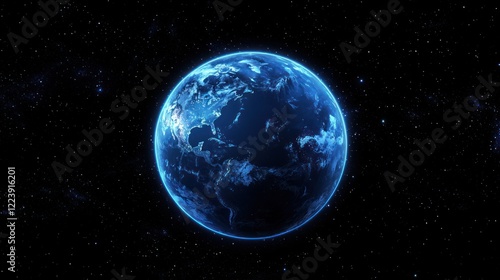 Obraz na płótnie A digital illustration of a globe spinning in space with glowing lights. w salonie