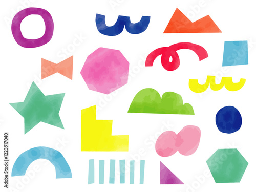 手描きあしらいセット　幾何学模様　水彩