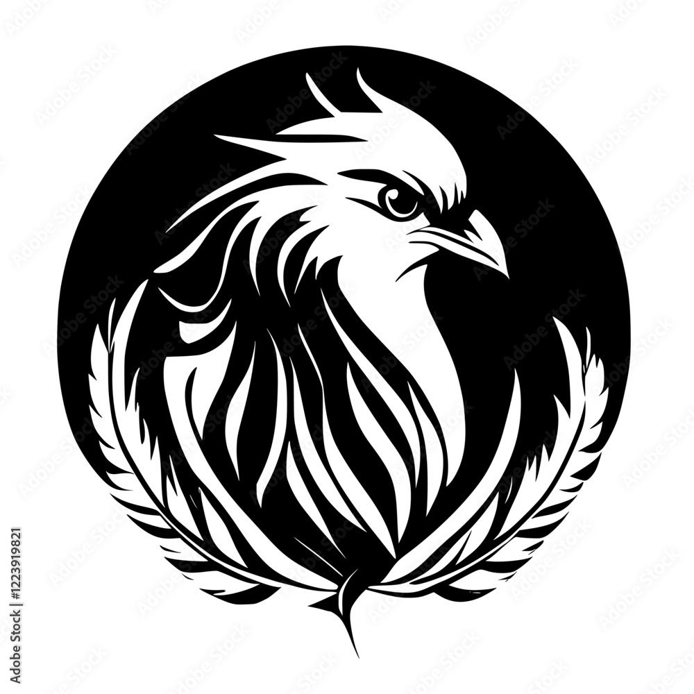 Fototapeta premium Majestic Eagle: Black and White Bird Vector Graphic, Wildlife Symbol